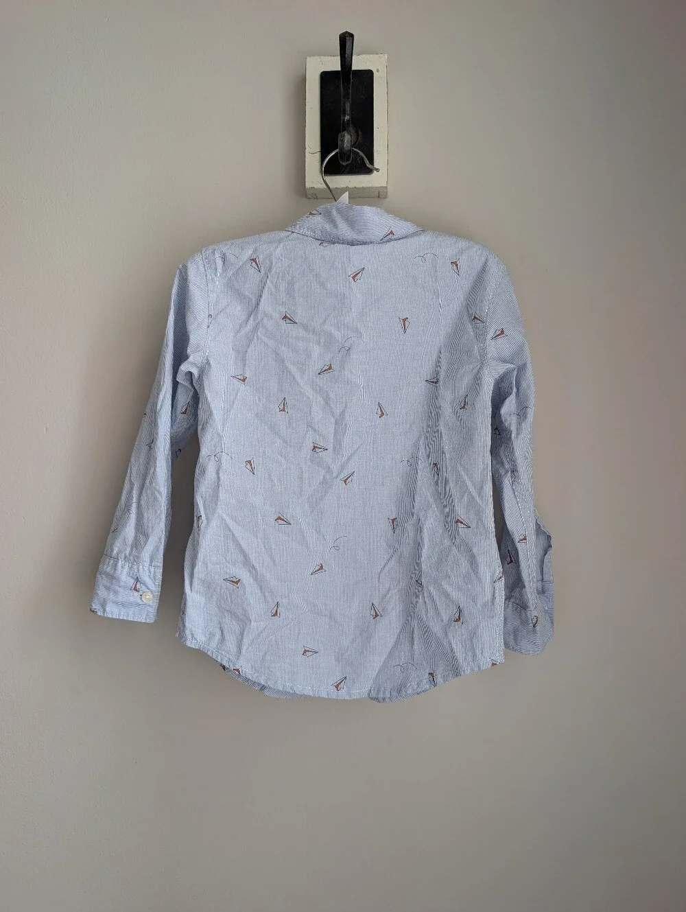 Carter's Boys Blue Striped Paper Airplane Button-Down Shirt Size 5T